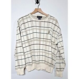 Vintage Fairway Sport Knit Sweater Adult L Beige Golf Embroidered Made in USA